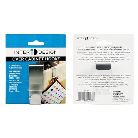 Interdesign iDesign Forma 3-1/4 in. L Brushed Nickel Silver Stainless Steel Small Over the Cabinet Hook 1 pk 29420